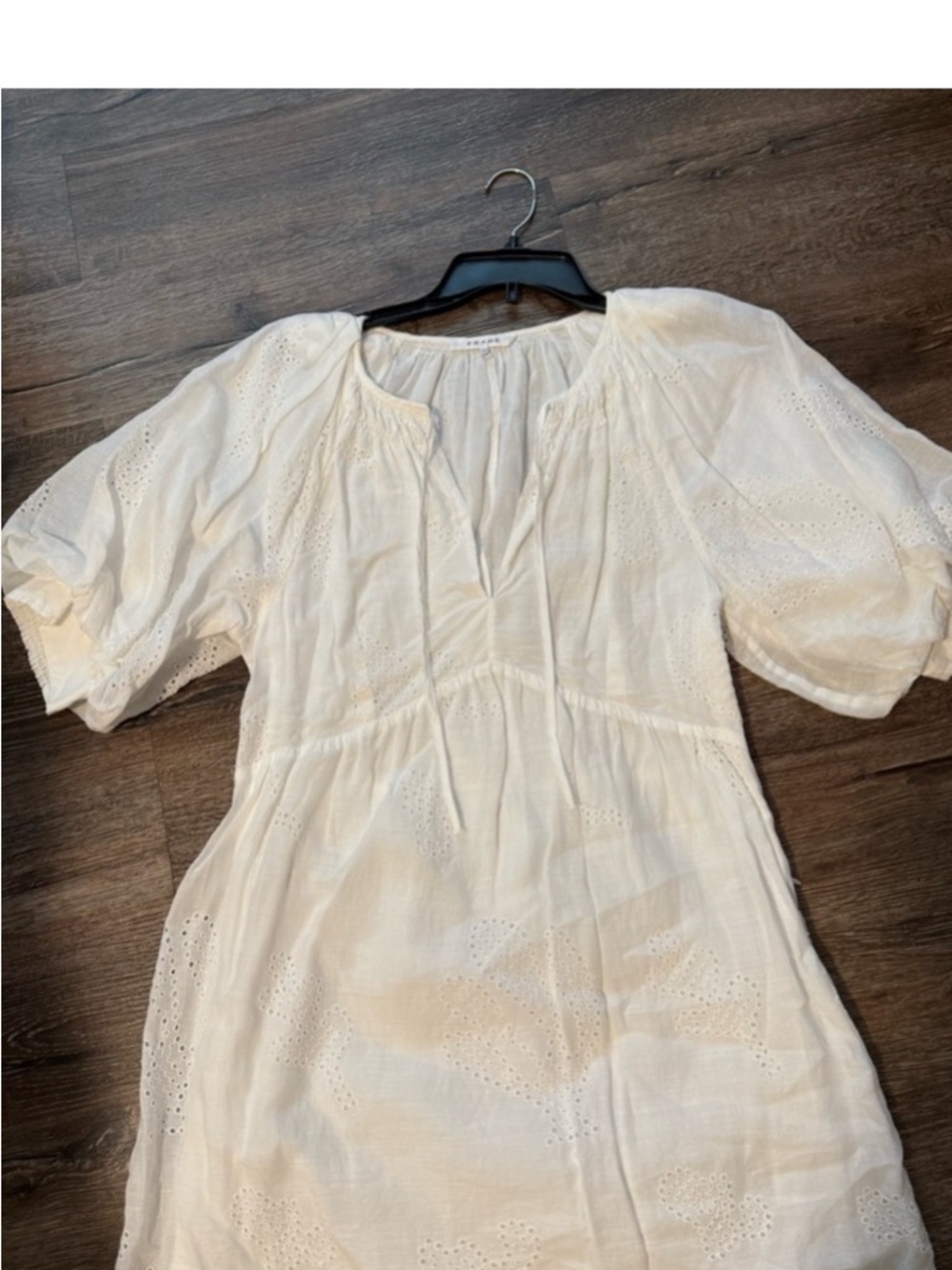 FRAME Denim White Eyelet Puff Sleeve Mini Dress Large $465 - Picture 6 of 6